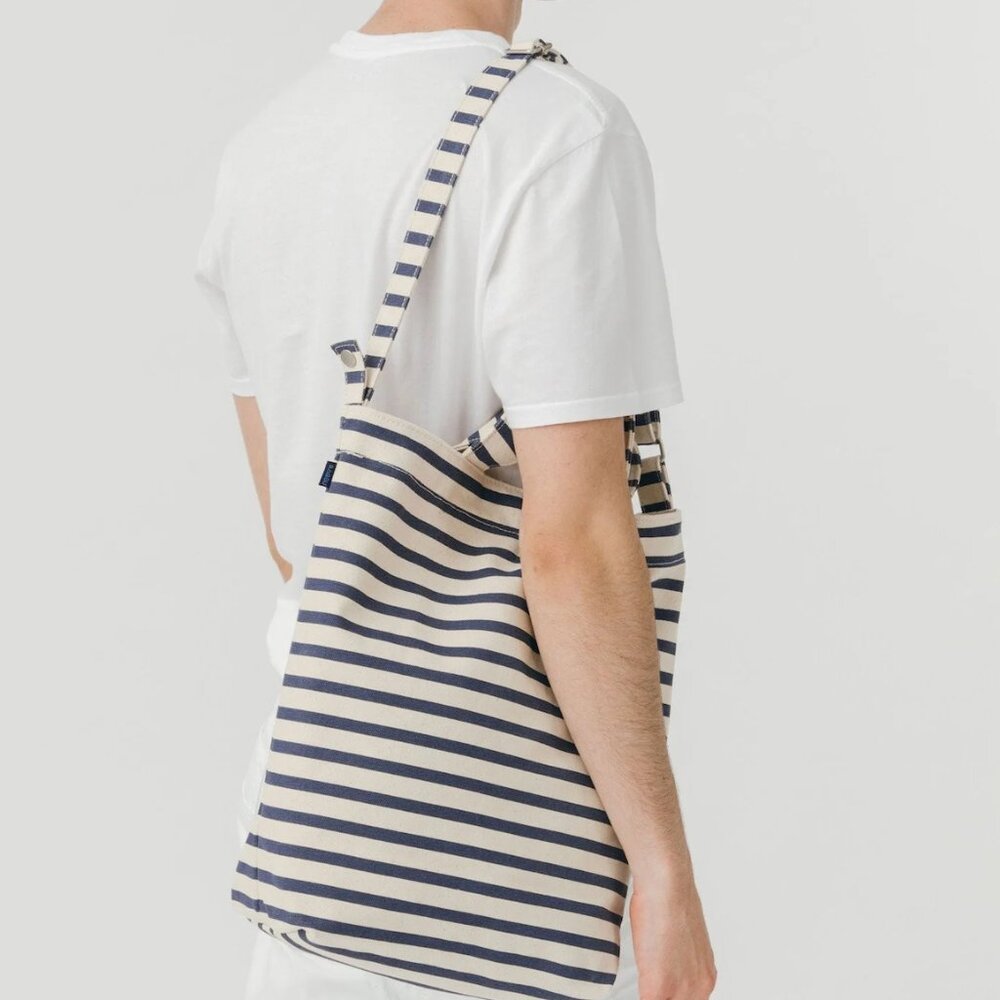Baggu Navy & White Sailor Stripe Canvas Tote Duck Bag